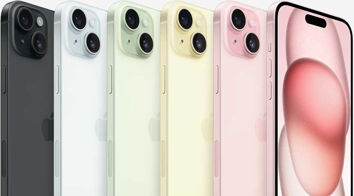 Изображенние по цветам моделей iPhone 15 и 15 Plus