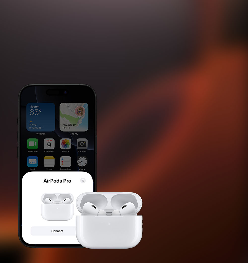 Настройка AirPods одним касанием на iPhone 16 Pro