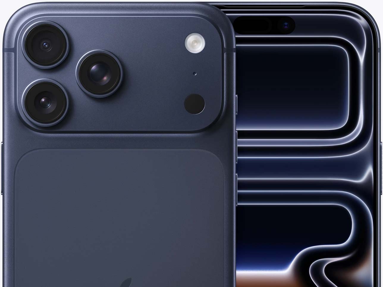 Вид дисплея на iPhone 17 Pro Max Глубокий синий