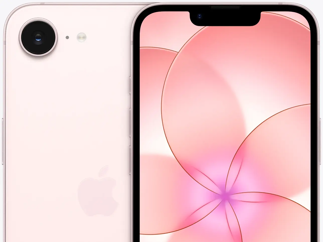 Вид дисплея на iPhone 17e Нежно-розовый