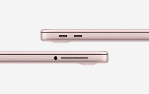 Вид сбоку на MacBook Neo A18 Pro Пудрово-розовый