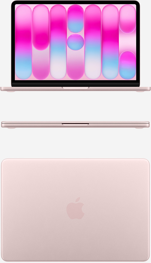Вид спереди и сверху на MacBook Neo A18 Pro Пудрово-розовый