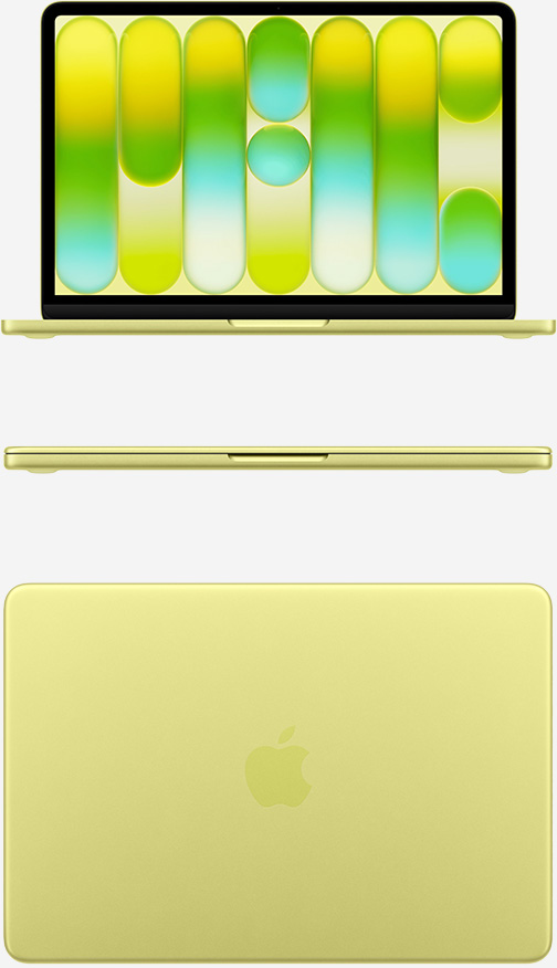 Вид спереди и сверху на MacBook Neo A18 Pro Цитрусовый