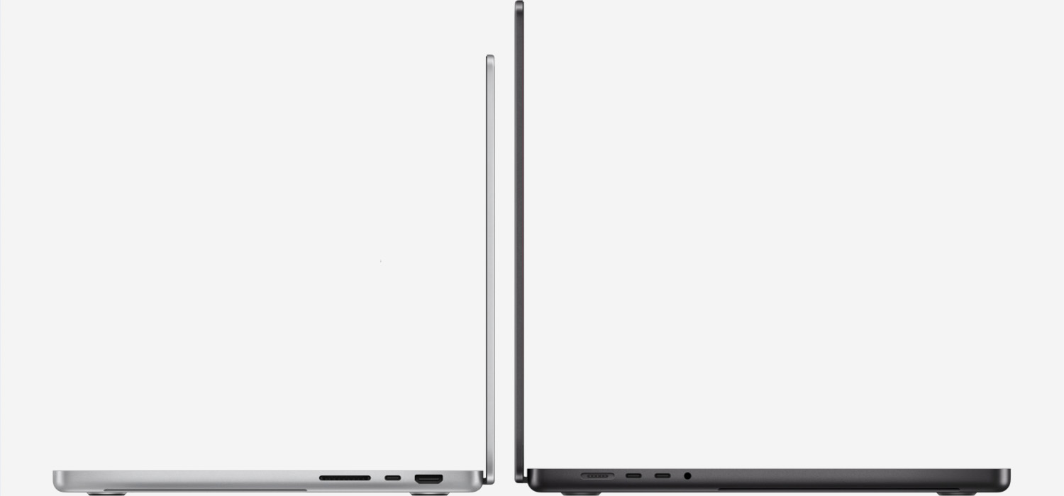 Сравнение размеров дисплея MacBook диагональю 14 и 16 дюймов