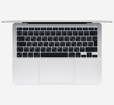 Вид сверху, показывающий клавиатуру MacBook Air 13 M1 Серебристый
