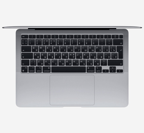 Вид сверху, показывающий клавиатуру MacBook Air 13 M1 Серый космос