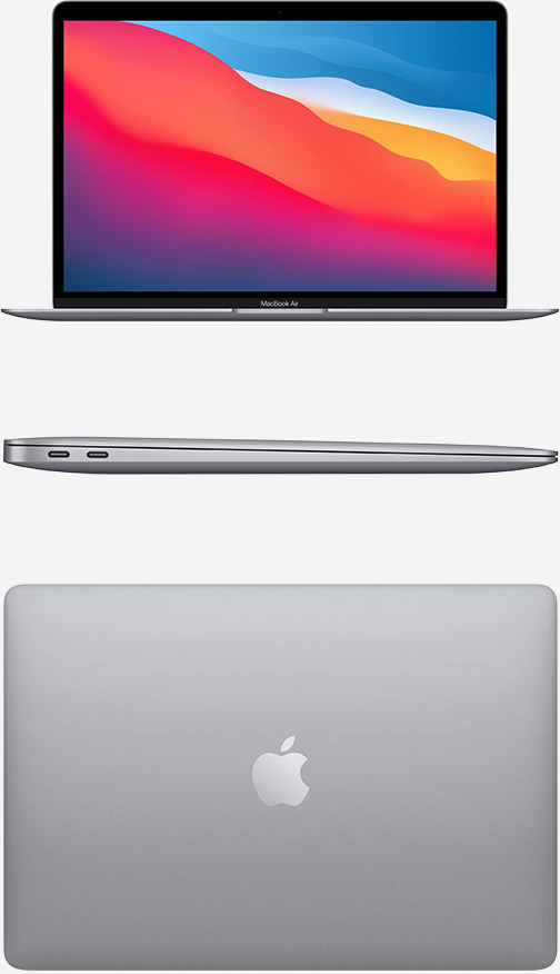 Вид спереди и сверху на MacBook Air 13 M1 Серый космос