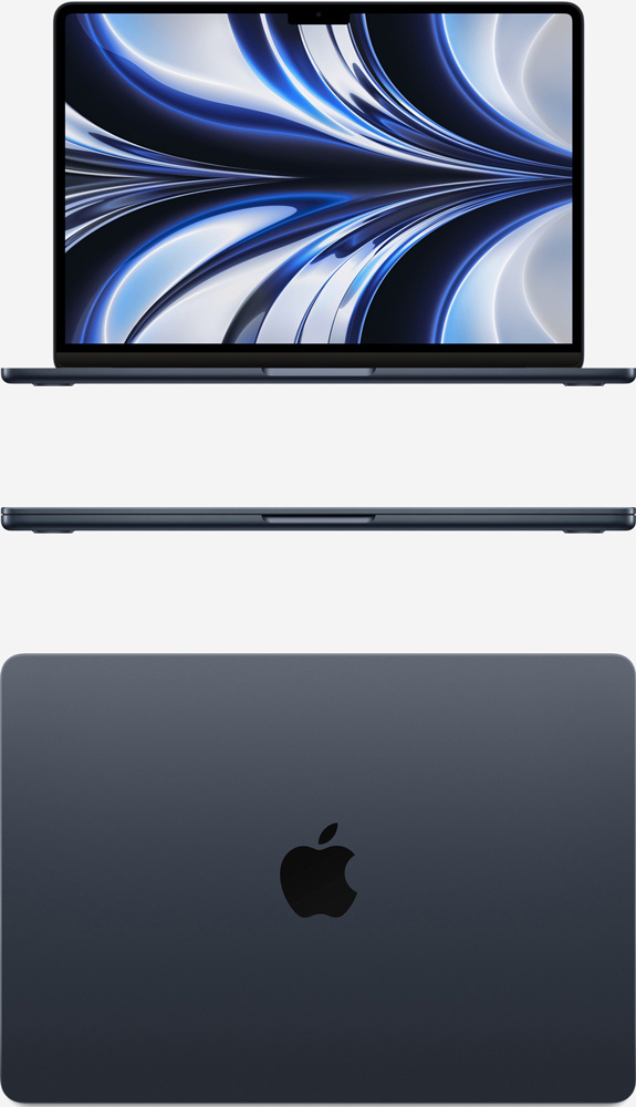 Вид спереди и сверху на MacBook Air 13 M2 Тёмная ночь