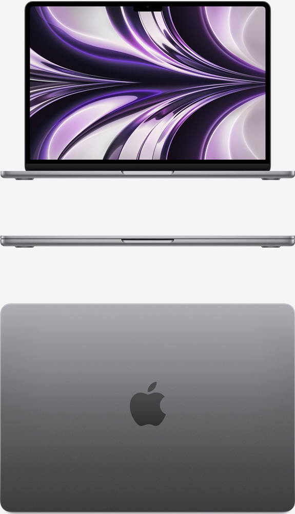 Вид спереди и сверху на MacBook Air 13 M2 Серый космос