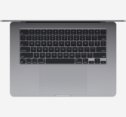 Вид сверху, показывающий клавиатуру MacBook Air 15 M2 Серый космос