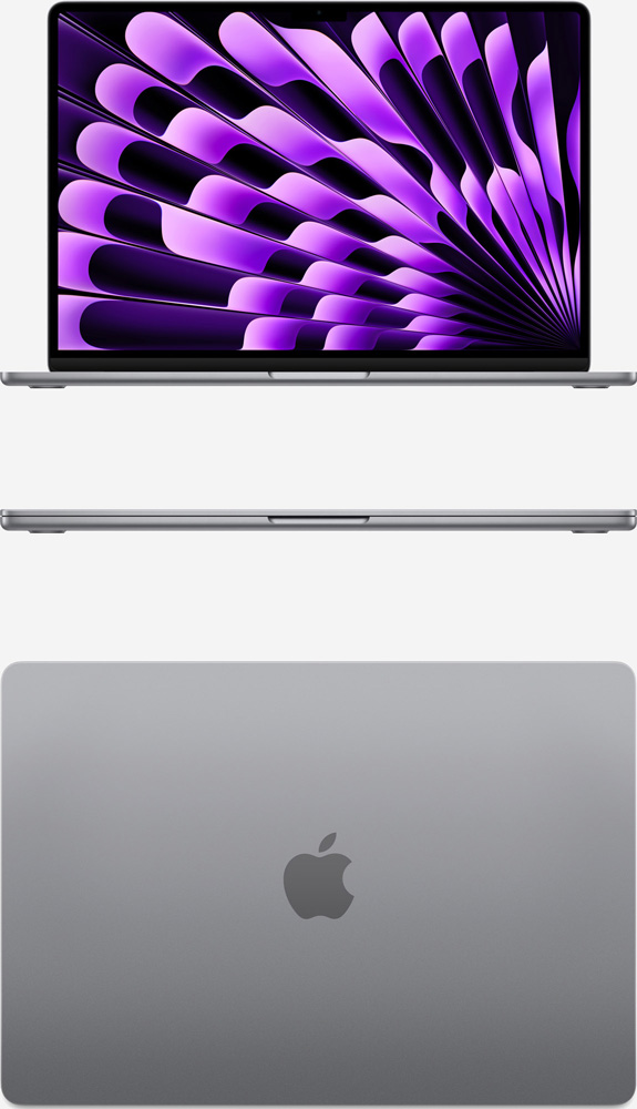 Вид спереди и сверху на MacBook Air 15 M2 Серый космос