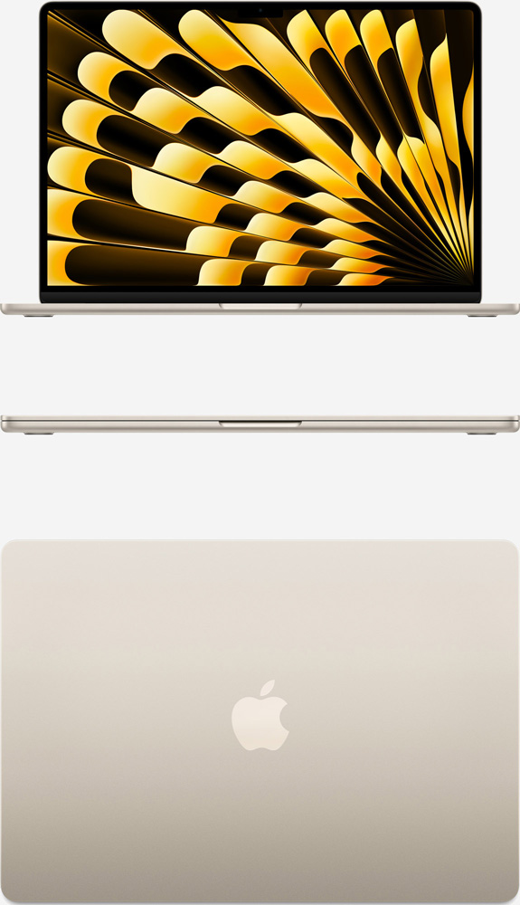 Вид спереди и сверху на MacBook Air 15 M2 Сияющая звезда