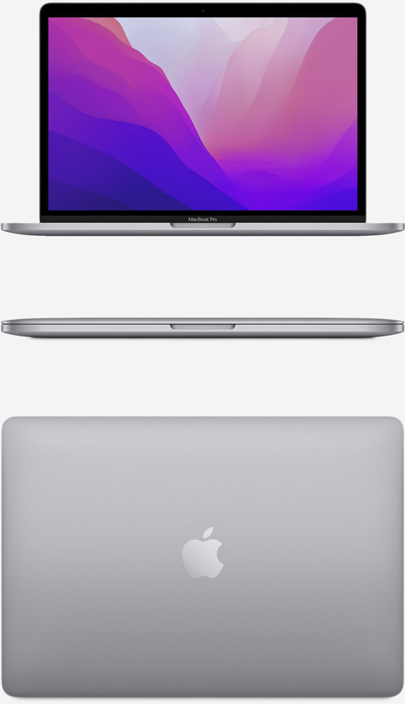 Вид спереди и сверху на MacBook Pro 13 M2 Серый космос
