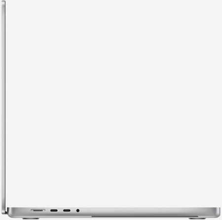 Вид сбоку на MacBook Pro 16 M2 Pro и Max Серебристый