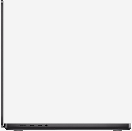 Вид сбоку на MacBook Pro 16 M3 Pro и Max Космический чёрный