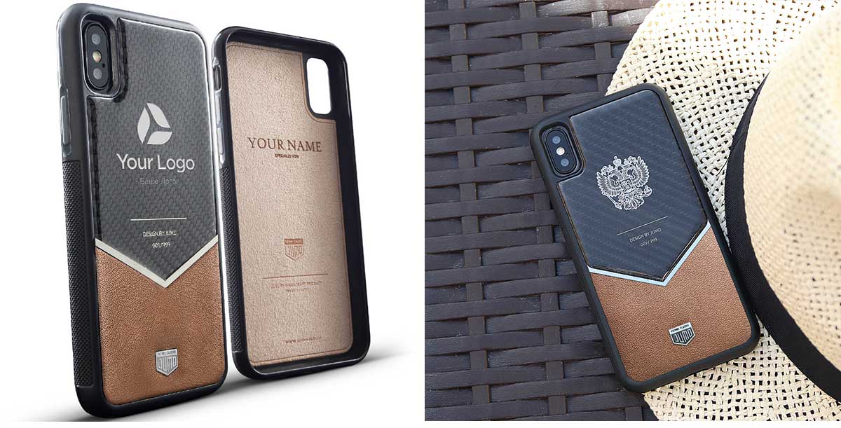 Эксклюзивный-чехол-Jumo-Case-для-iPhone-X,-стальная-рамка,-итальянская-кожа-Nappa,-никель-с-посеребрением,-Герб-РФ-баннер2