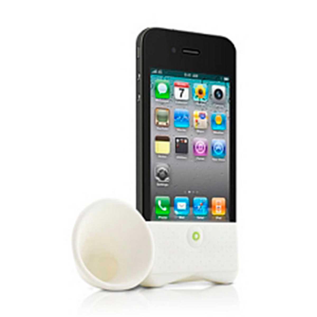 Силиконовая подставка-граммофон Horn Stand для iPhone 4,4S, белая в MacTime