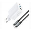 СЗУ Acefast A17 65W GaN (USB-C+USB-A+Multi-Function HUB) + кабель Type-C to Type-C (белый) - фото 1