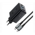СЗУ Acefast A17 65W GaN (USB-C+USB-A+Multi-Function HUB) + кабель Type-C to Type-C (черный) - фото 1