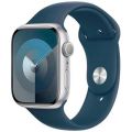 Apple Watch Series 9, 45 мм, алюминиевый корпус серебристый, спортивный ремешок «синий шторм» (M/L) - фото 1