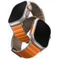 Ремешок Uniq для Apple Watch 49/45/44/42 mm Revix Premium Ed. Кожа/Силикон Шафран Оранжевый/Хаки - фото 1