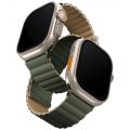 Ремешок Uniq для Apple Watch 49/45/44/42 mm Revix reversible Magnetic Зеленый/Коричневый - фото 1