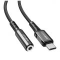 Переходник для наушников Acefast C1-07 Type-C-3.5мм нейлон, 18см (black) - фото 1
