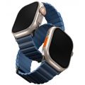 Ремешок Uniq для Apple Watch 49/45/44/42 mm Revix Premium Ed. Кожа/Силикон Прусский/Синий Туман - фото 1