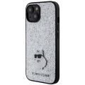 Чехол Lagerfeld для iPhone 15 Fixed glitters NFT Choupette Metal pin Hard Серебро - фото 1