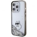 Чехол Lagerfeld для iPhone 15 Pro Max Liquid Glitter NFT Choupette Hard Прозрачный/черный - фото 1