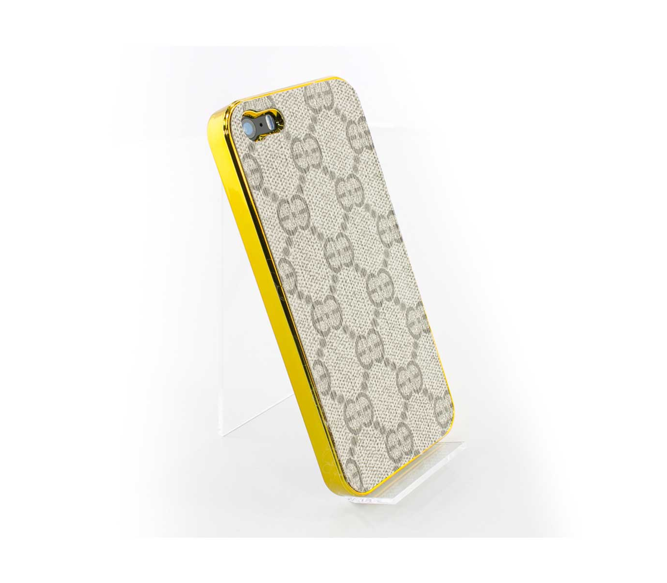 Чехол-накладка Cucci hard case для iPhone 5/5s/SE, ткань / алюминий,  золотистый / бежевый по выгодной цене – купить в MacTime