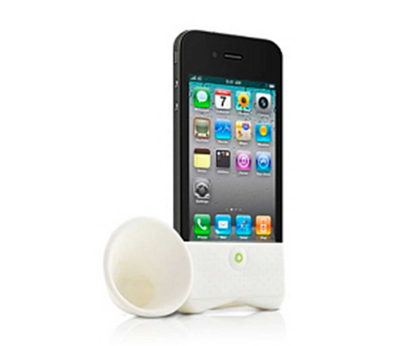 Силиконовая подставка-граммофон Horn Stand для iPhone 4,4S, белая в MacTime