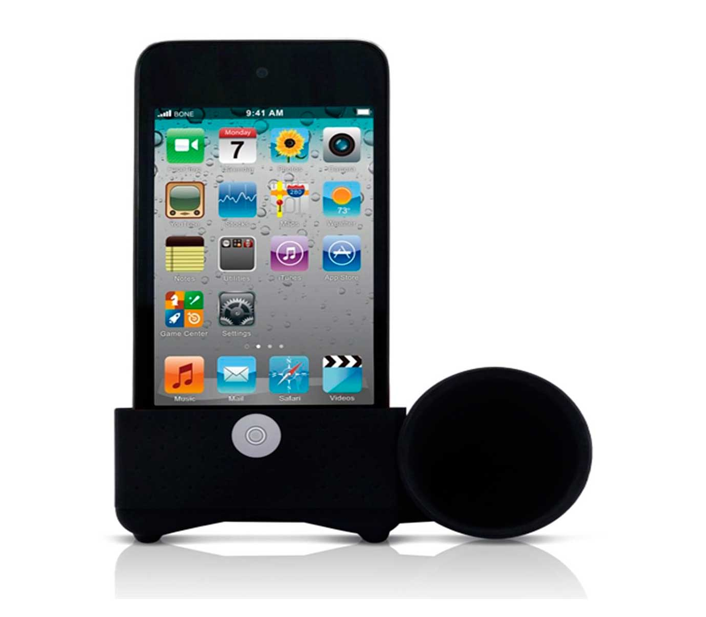 Силиконовая подставка-граммофон Horn Stand, для iPhone 4/4s, чёрный в  MacTime