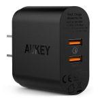 Сетевое зарядное устройство AUKEY, 2 порта, Qualcomm Quick Charge 3.0, черный, PA-T16