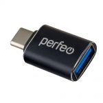 Переходник OTG Perfeo, с USB-C на USB-A (3.0), чёрный - фото 1
