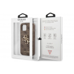 Чехол Guess для iPhone 13 PU 4G Big metal logo Жесткий коричневый - фото 5