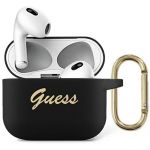 Чехол Guess для Airpods 3 Silicone with ring Script logo черный - фото 3