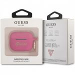Чехол Guess для Airpods 3 Silicone with ring Script logo фуксия - фото 4