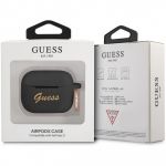 Чехол Guess для Airpods 3 Silicone with ring Script logo черный - фото 4