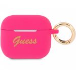 Чехол Guess для Airpods 3 Silicone with ring Script logo фуксия - фото 1
