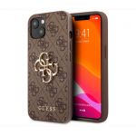 Чехол Guess для iPhone 13 PU 4G Big metal logo Жесткий коричневый - фото 1