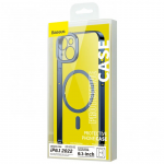 Чехол Baseus для iPhone 14 Glitter Magnetic PC case +Tempered glass, синий - фото 5