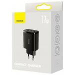 Сетевое зарядное устройство Baseus Compact Charger, 3U, 17W, EU, черный - фото 7