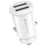 Автомобильное зарядное устройство Baseus Grain car charger, 2USB, 3.1A, белый - фото 3Автомобильное зарядное устройство Baseus Grain car charger, 2USB, 3.1A, белый