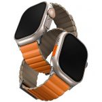 Ремешок Uniq для Apple Watch 49/45/44/42 mm Revix Premium Ed. Кожа/Силикон Шафран Оранжевый/Хаки - фото 1