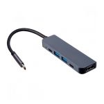 Хаб Perfeo PF-Type-C-12, USB Type-C dock. station 5 в 1 (серебро) - фото 1