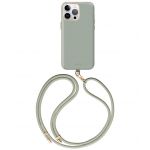 Чехол Uniq для iPhone 15 Pro Max COEHL CREME Liquid silicone with Ремешок Мягкий шалфей (MagSafe) - фото 1