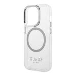 Чехол Guess для iPhone 15 Pro Max PC/TPU Metal outline Hard Прозрачный/Серебристый (MagSafe) - фото 2