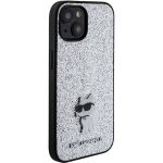 Чехол Lagerfeld для iPhone 15 Fixed glitters NFT Choupette Metal pin Hard Серебро - фото 3