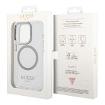 Чехол Guess для iPhone 15 Pro Max PC/TPU Metal outline Hard Прозрачный/Серебристый (MagSafe) - фото 4